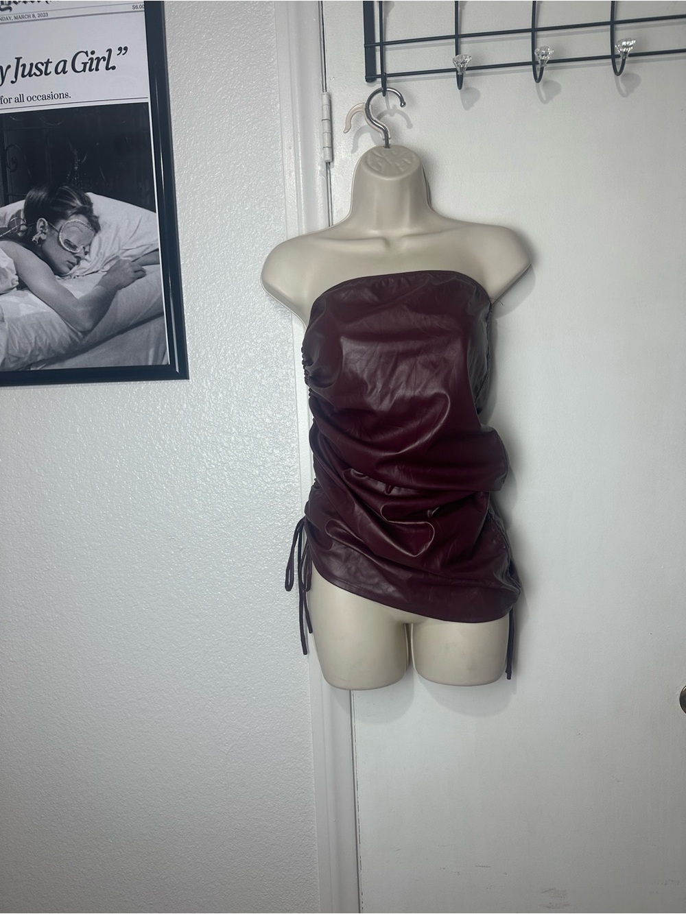 Fashion Nova Burgundy Faux Leather Top
